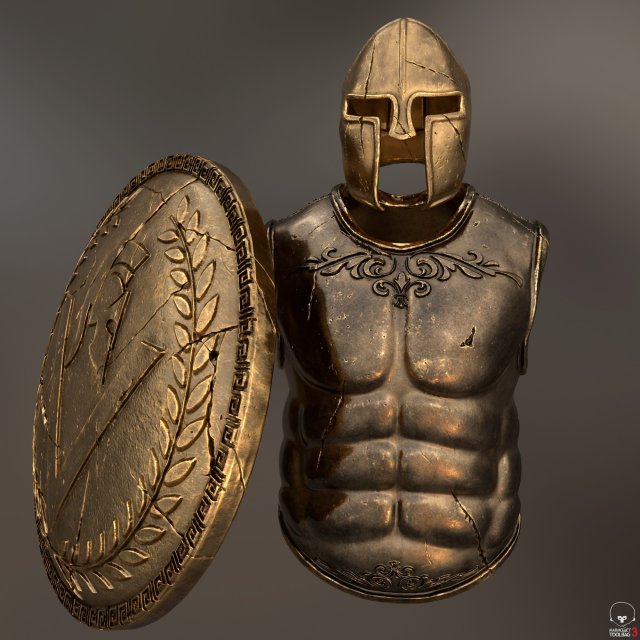 set of armor greek warrior 3D Модель .c4d .max .obj .3ds .fbx .stl .blend 
