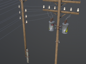 set of electric poles low-poly Modello 3D