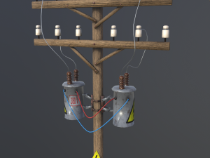 set of electric poles low-poly Modello 3D