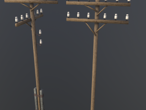 set of electric poles low-poly Modello 3D