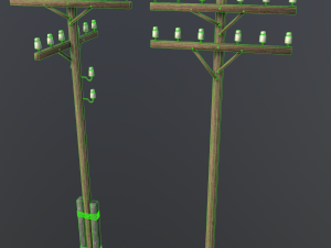 set of electric poles low-poly Modello 3D