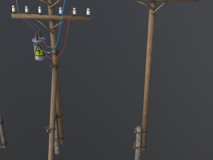 set of electric poles low-poly Modello 3D