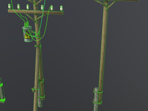 set of electric poles low-poly Modello 3D