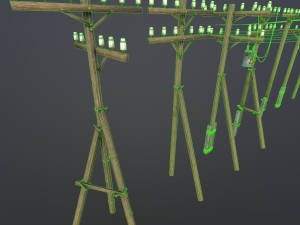 set of electric poles low-poly Modello 3D