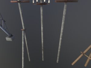 set of electric poles low-poly Modello 3D