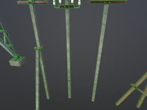 set of electric poles low-poly Modello 3D