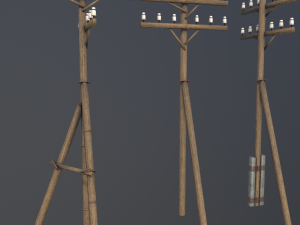 set of electric poles low-poly Modello 3D