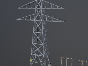set of electric poles low-poly Modello 3D