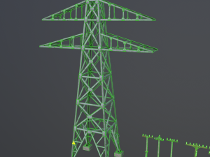 set of electric poles low-poly Modello 3D