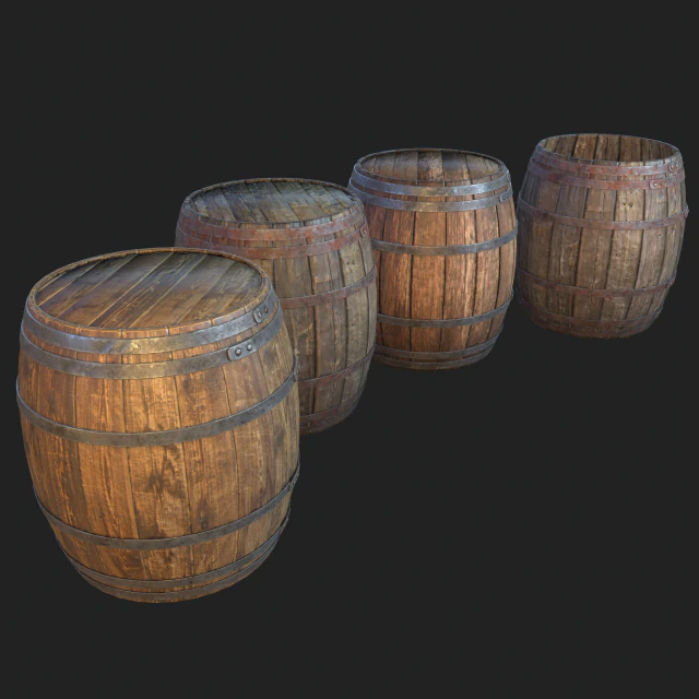 barrel 4 texture sets 3D Model .c4d .max .obj .3ds .fbx .stl .blend 
