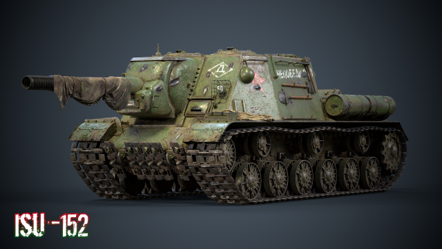 Soviet tank isu-152 zveroboi 3D Model .c4d .max .obj .3ds .fbx .stl .blend 