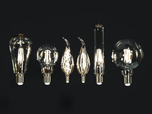 six incandescent bulbs multispiral vintage led bulb collection 3D Model