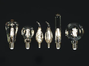 6개의 백열 전구 다중 나선형 빈티지 LED 전구 컬렉션 3D 모델