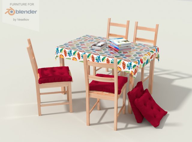 chair set and table 3D 모델 .c4d .max .obj .3ds .fbx .stl .blend