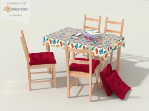 набір стільців та стіл 3D Модель