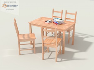 chair set and table 3D 모델