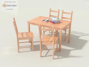 conjunto de cadeiras e mesa Modelo 3D