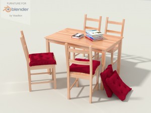 chair set and table 3D 모델