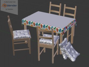 chair set and table 3D 모델