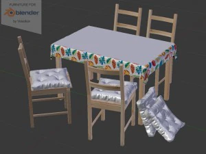 conjunto de cadeiras e mesa Modelo 3D