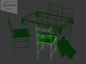 chair set and table 3D 모델