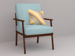 danish style chair and pillow 3D 모델