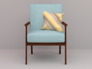 danish style chair and pillow 3D मॉडल