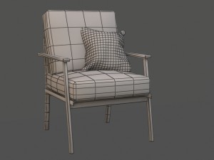 danish style chair and pillow 3D मॉडल