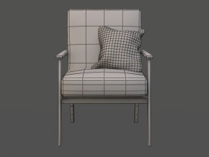 danish style chair and pillow 3D मॉडल