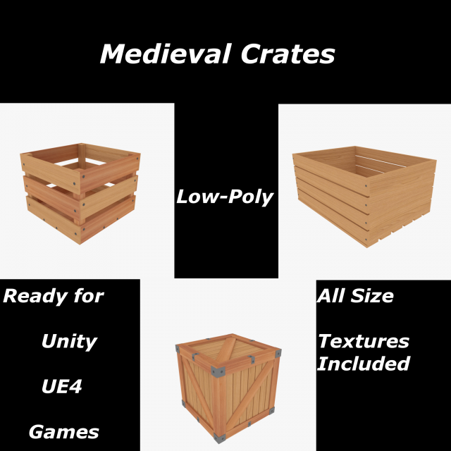 medieval crates collection 3D Model .c4d .max .obj .3ds .fbx .stl .blend 