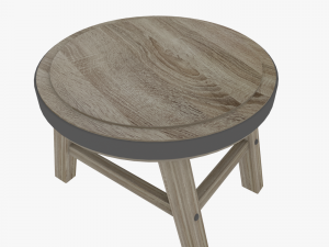 gamereadywoodenstool Modelo 3D