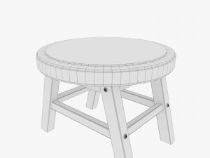 gamereadywoodenstool Modelo 3D