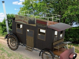 stagecoach with steam engine 3D Model