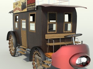 stagecoach with steam engine 3D Model