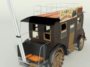 kereta pos dengan mesin uap Model 3D