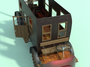 stagecoach with steam engine 3D Model