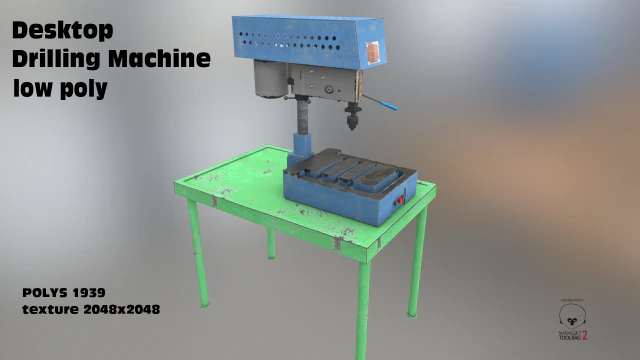 desktop drilling machine 3D Model .c4d .max .obj .3ds .fbx .stl .blend 
