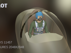 pilot in cockpit 3D Модель