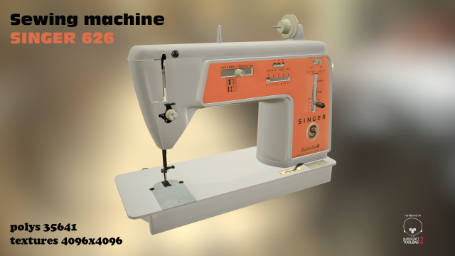 Швейна машинка Singer 626 3D Модель .c4d .max .obj .3ds .fbx .stl .blend