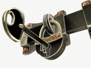 Old Padlock and Key 3D 모델