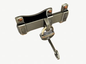 Old Padlock and Key 3D 모델