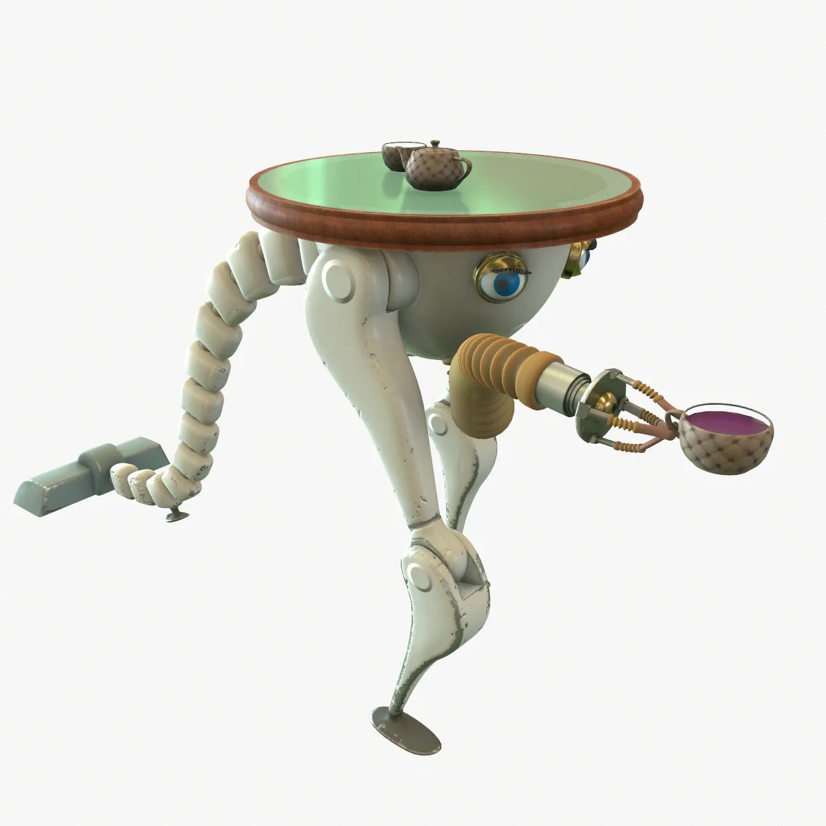 Robot waiter 3D Model .c4d .max .obj .3ds .fbx .stl .blend 