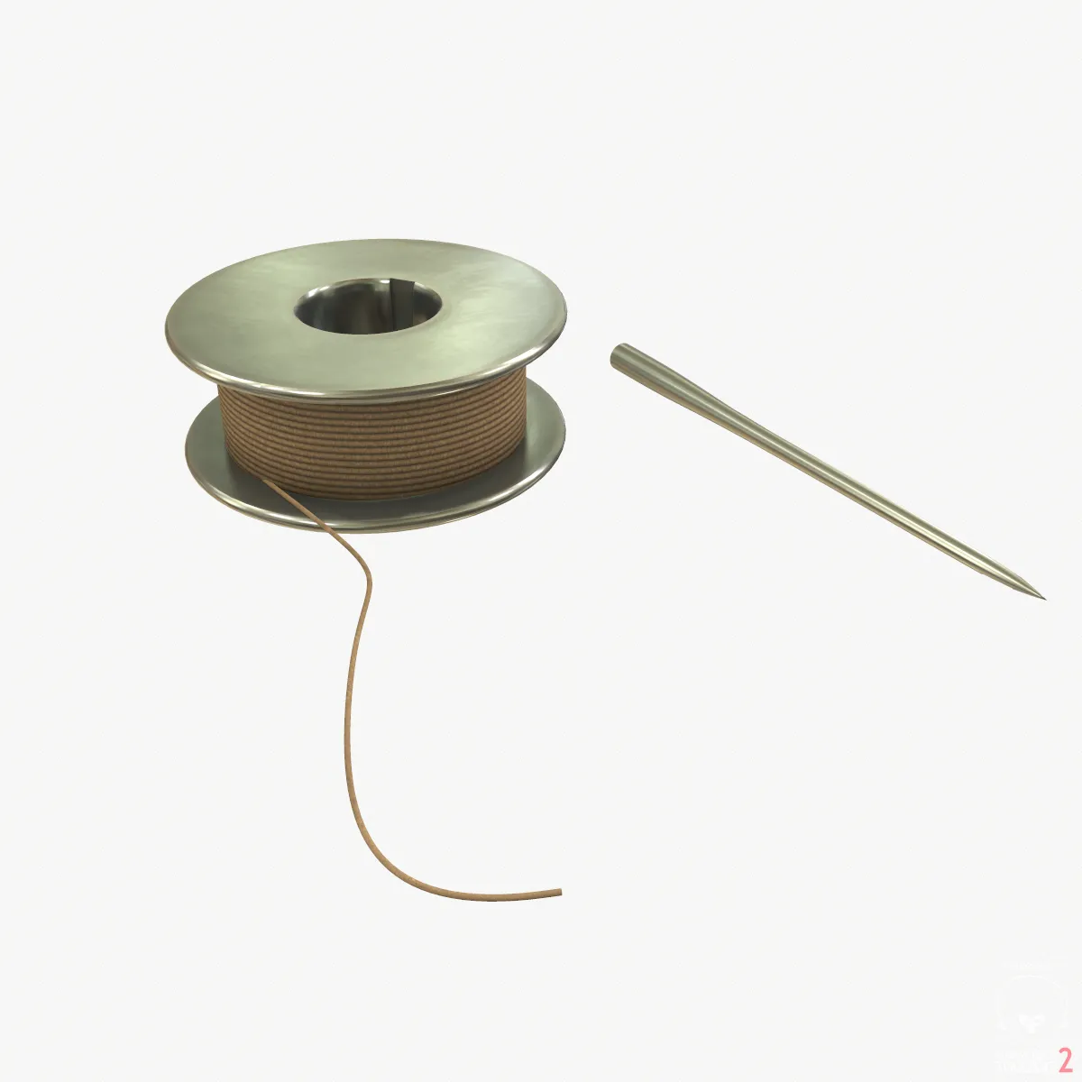 Needle and thread 3D Model .c4d .max .obj .3ds .fbx .stl .blend 