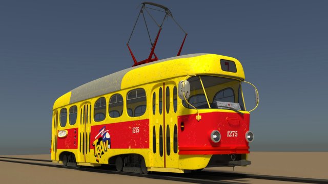 cartoon tram 3Dモデル .c4d .max .obj .3ds .fbx .stl .blend 