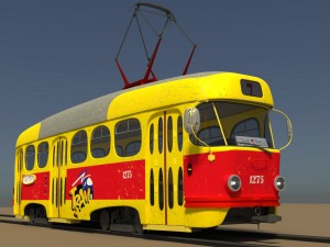 cartoon tram 3D 모델