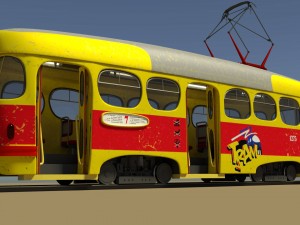 cartoon tram 3Dモデル