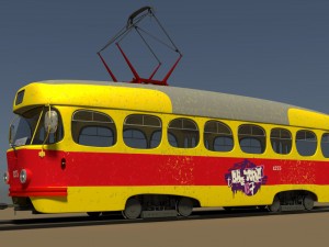 cartoon tram 3Dモデル