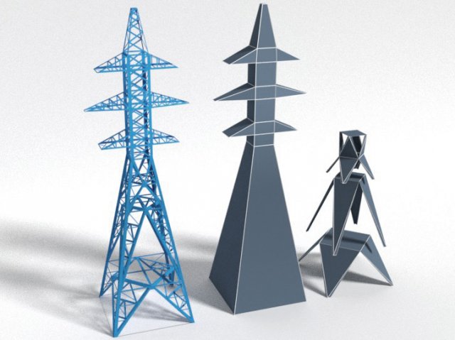 mast of power lines 3D Model .c4d .max .obj .3ds .fbx .stl .blend 