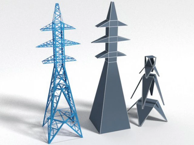 mast of power lines 3D Model .c4d .max .obj .3ds .fbx .stl .blend 