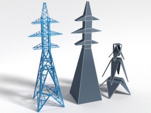 mast of power lines 3D 모델